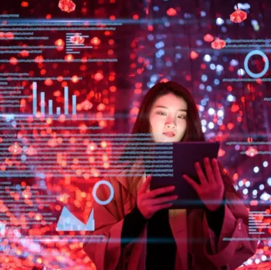 SAP Analytics Cloud women holding a tablet